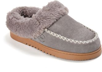 Dearfoams Womens Blaine Genuine Suede Clog Slippers