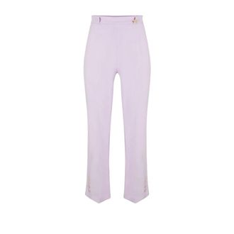 Elisabetta Franchi Straight Trousers, female, Purple, Size: L Double-Layer Stretch Crepe Trousers