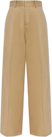 Dsquared2 Geplooide broek - Dames - Wijde Broeken - Beige - XS - Katoen - Broeken