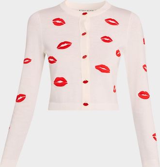 Alice & Olivia Daroda Lip Cardigan