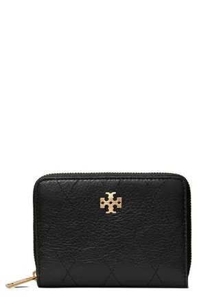Tory Burch Charlie Quilted Small Zip Around Leather Wallet in Black at Nordstrom