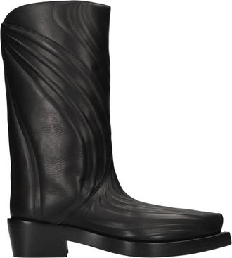 MUGLER Leren Texan Laarzen - Dames - Cowboylaarzen - Zwart - 37 EU - Leer - Schoenen