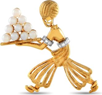 Luxury Bazaar 18K Yellow Gold Pearl Genie Brooch MF02-020525