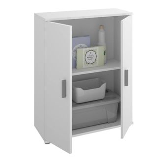 Dmora Armario Multiusos Serles, Mueble Zapatero Multiusos, Mueble Con 2 Puertas, 61x35h80 Cm, Blanco - Dmora