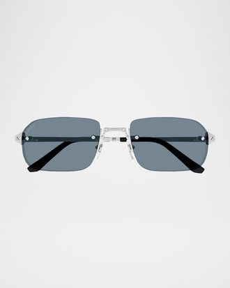 Cartier Men & apos;s Metal Rimless Rectangle Sunglasses