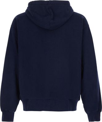 Dr&ocirc;le de Monsieur Mens Zip Hoodie Navy Cotton Sweatshirts Sweater