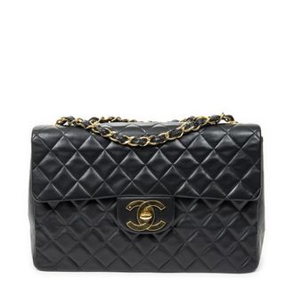 Chanel Pre-owned Womens Maxi Jumbo XL Flap Shoulder Bag - Black - One Size