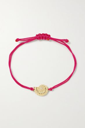 Yvonne L&eacute;on Bracciale In Oro 9 Carati E Cordoncino Con Diamante