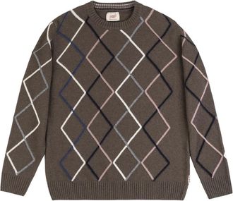 Bob Trui met ronde hals - Heren - Truien - Bruin - Maat: XL Wol