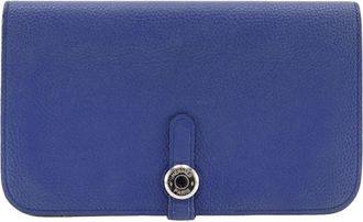 Hermès Dogon Blue Togo Leather Long Wallet (Bi-Fold) (Pre-Owned)