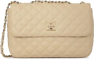 Kazar Beige leren handtas met opvallend gewatteerd patroon - Dames - Schoudertassen - Beige - ONE Size - Leer - Tassen