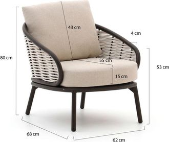 Apple Bee Pine Key/Tonga stoel-bank loungeset 5-delig 6-zits