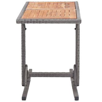 Berkfield Home Garden Table Anthracite Poly Rattan & Solid Acacia Wood in Dark Grey