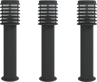 vidaXL L&aacute;mparas De Suelo De Exterior 3 Uds Acero Inoxidable Negro 60cm Vidaxl