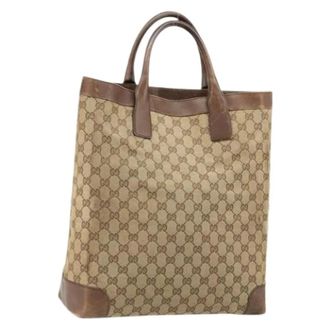 Gucci Pre-owned Tote Bags, female, Beige, Size: ONE SIZE Pre-owned Vintage GG Canvas Tote Bag
