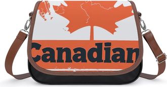 Generic Stamp with Map And Canada Flag Small Womens Crossbody Bags Shoulder Handbag with Adjustable Strap for Travel