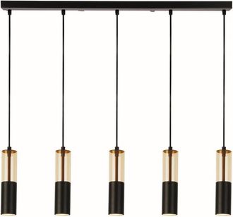 Searchlight Merrygold L&aacute;mpara Colgante De Techo Con Barra De 5 Luces, Acr&iacute;lico &Aacute;mbar Y Negro