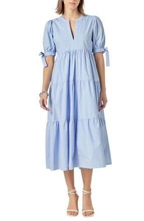 English Factory Tiered Midi Dress in Powder Blue at Nordstrom Rack, Size X-Small