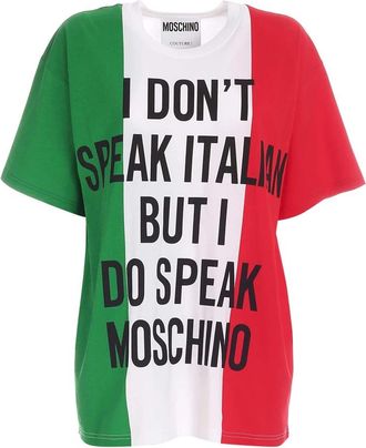 Moschino Multicolor Statement T-shirt - Dames - T-shirts - Veelkleurig - 2XS - Katoen - Tops