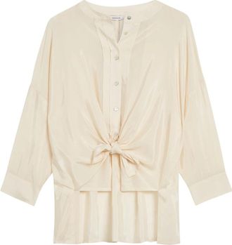 Summum Viscose Katoenen Blouse - Dames - Blouses - Beige - S - Katoen - Overhemden