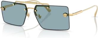 Versace Goud/Blauw Zonnebril - Dames - Zonnebrillen - Geel - 60 MM - Accessoires