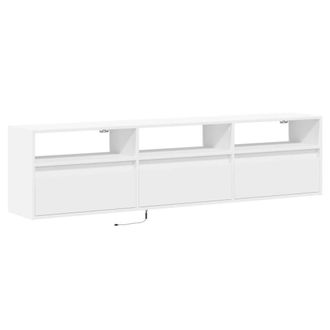 Berkfield Home TV Wall Cabinet with LED White 180x31x45 cm | Size: 180 x 31 x 45 cm
