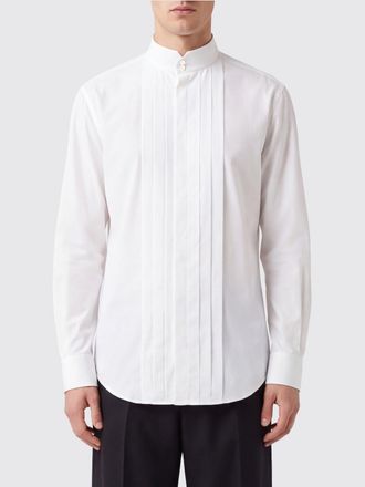 Emporio Armani Cotton Poplin Shirt with Mandarin Collar and Plastron