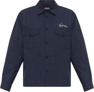 Kenzo Shirt With Pockets - Heren - Casual Overhemden - Blauw - L - Katoen - Overhemden
