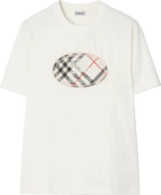 Burberry Check Knight Stamp Katoenen T-shirt - Heren - T-shirts - Wit - 2XL - Katoen - Tops