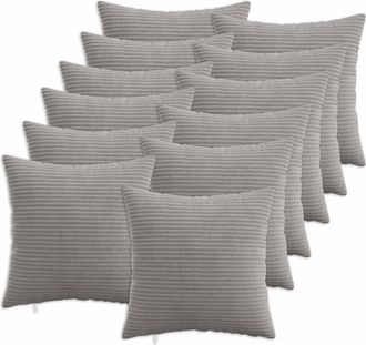 vidaXL Funda De Almohada 12 Pcs Heerlen Gris Claro 40 X 40 Cm Pana Vidaxl