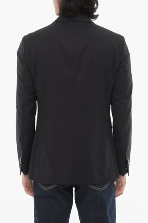 Corneliani ID Blazer in Lana Stretch con Tasche a Toppa Corneliani