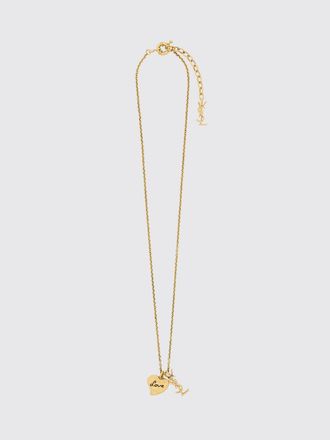 Saint Laurent Collana Cassandre in ottone con pendente monogramma YSL scorrevole