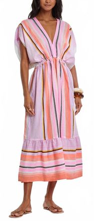 Lemlem Leila Plunge Midi Dress In Kerimiti Pink
