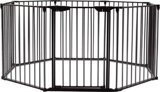 Costway Costway - Barrera De Seguridad Para Chimenea Reja De Protecci&oacute;n Para Ni&ntilde;o Metal Plegable Seguridad Para Puerta Escalera 5m (negro)