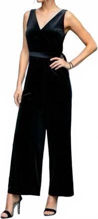Cupshe Velvet Cocktail Party Wide Leg Jumpsuit In Black