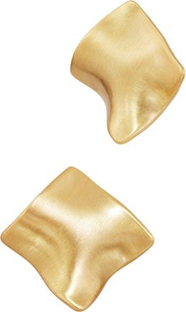 Savvy Cie Jewels GOLD PLATED WARPED SQUARE STUD EARRINGS