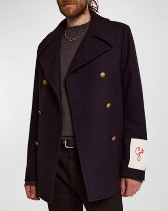 Golden Goose Mens Double-Breasted Compact Peacoat