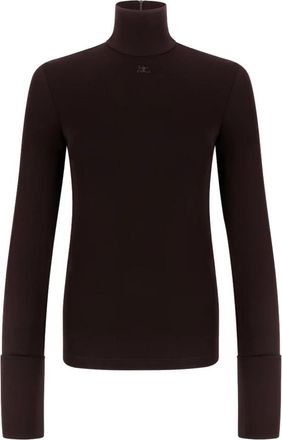 Courr&egrave;ges Turtleneck Knit Top - Dames - Coltruien - Bruin - S - Truien & Vesten