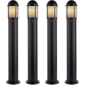 Loops 4 PACK Outdoor Bollard Post Light - 60W E27 GLS - 1000mm Height - Matt Black