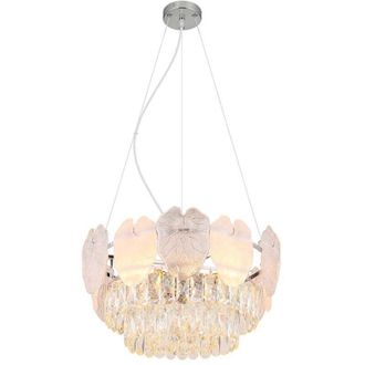 Globo Lighting Lampadario in cristallo da soffitto lampada a sospensione lampadario in vetro lampada da soggiorno 8 fiamme, metallo cromato, 8x prese E14, DxH