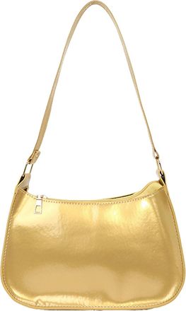 Generic Patent Leather Clutch Purse Shiny Evening Handbags for Women Armpit Shoulder Bag MINI Hobos, Gold, S