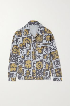 Alexander McQueen Giacca In Denim Con Stampa Biosis - Giallo