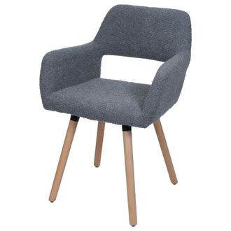 Hhg Silla De Comedor Hhg 873 Ii, Silla Silla De Cocina Silla Tapizada, Madera Tela/textil Boucl&eacute; (450g/m&sup2;) Mvg, Gris Oscuro