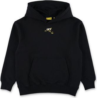 Off-white Kids Sweatshirts, male, Black, 12 Y, Black Knitwear Hoodie with Graphic Details