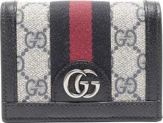 Gucci 2015-2025 GG-Supreme Sherry logo-stripe wallet - Beige