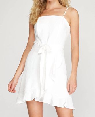 She + Sky Cami Tube Top Woven Dress With Wrap And Ruffled Skirt In White