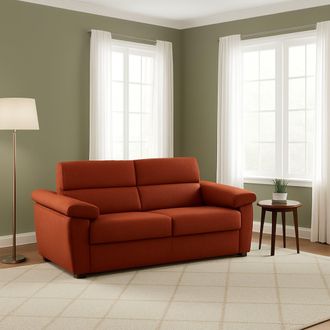 Dmora Sof&aacute; Cama 2 Plazas Fisciano, Desenfundable, Con Almacenaje Made In Italy, De Apertura Abatible, 205x95 Cm Naranja