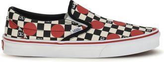 Valentino Garavani Mens Slip-On Sneakers Orchid Cream-Black Cream-Black-Pure Red-White Upper Cotton Trainers Cream/black/pure Red/white