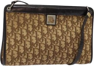 Dior Pre-owned Trotter Canvas Schoudertas - Dames - Vintage Clutch - Bruin - ONE Size - Leer - Vintage