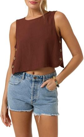 O'Neill Sanders Side Button Crop Tank in Coconut Brown at Nordstrom, Size X-Small